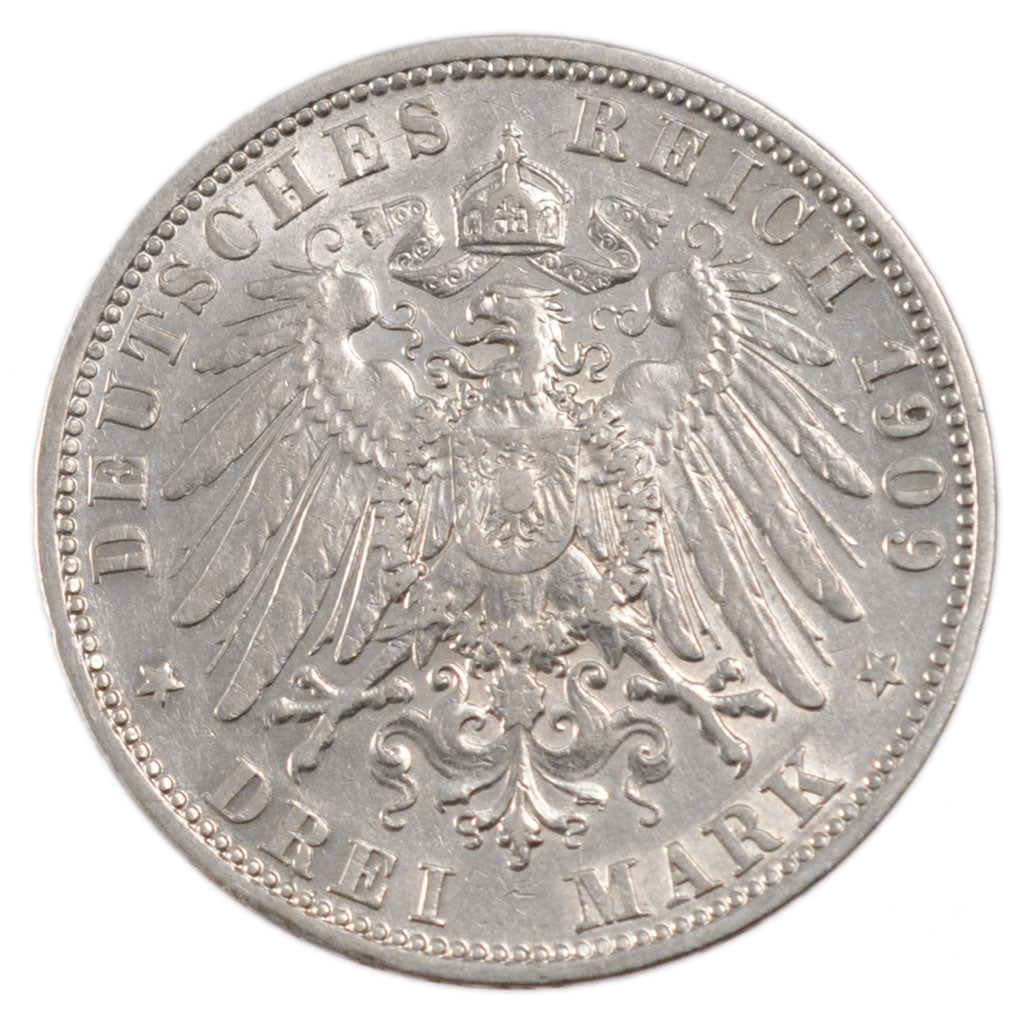 Coin, German States, PRUSSIA, Wilhelm II, 3 Mark, 1909, Berlin, VF(30-35)