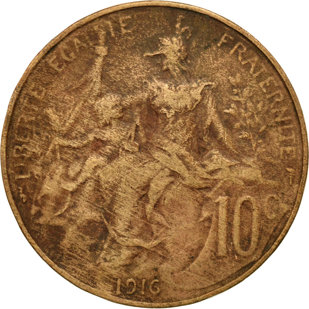 Moneta, Francia, Dupuis, 10 Centimes, 1916, Paris, MB, Bronzo, KM:843