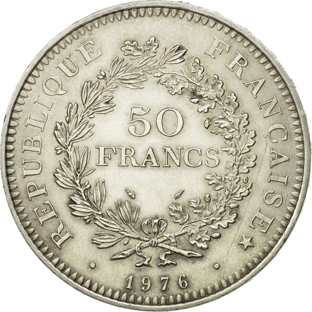 Munten, Frankrijk, Hercule, 50 Francs, 1976, Paris, ZF, Zilver, KM:941.1