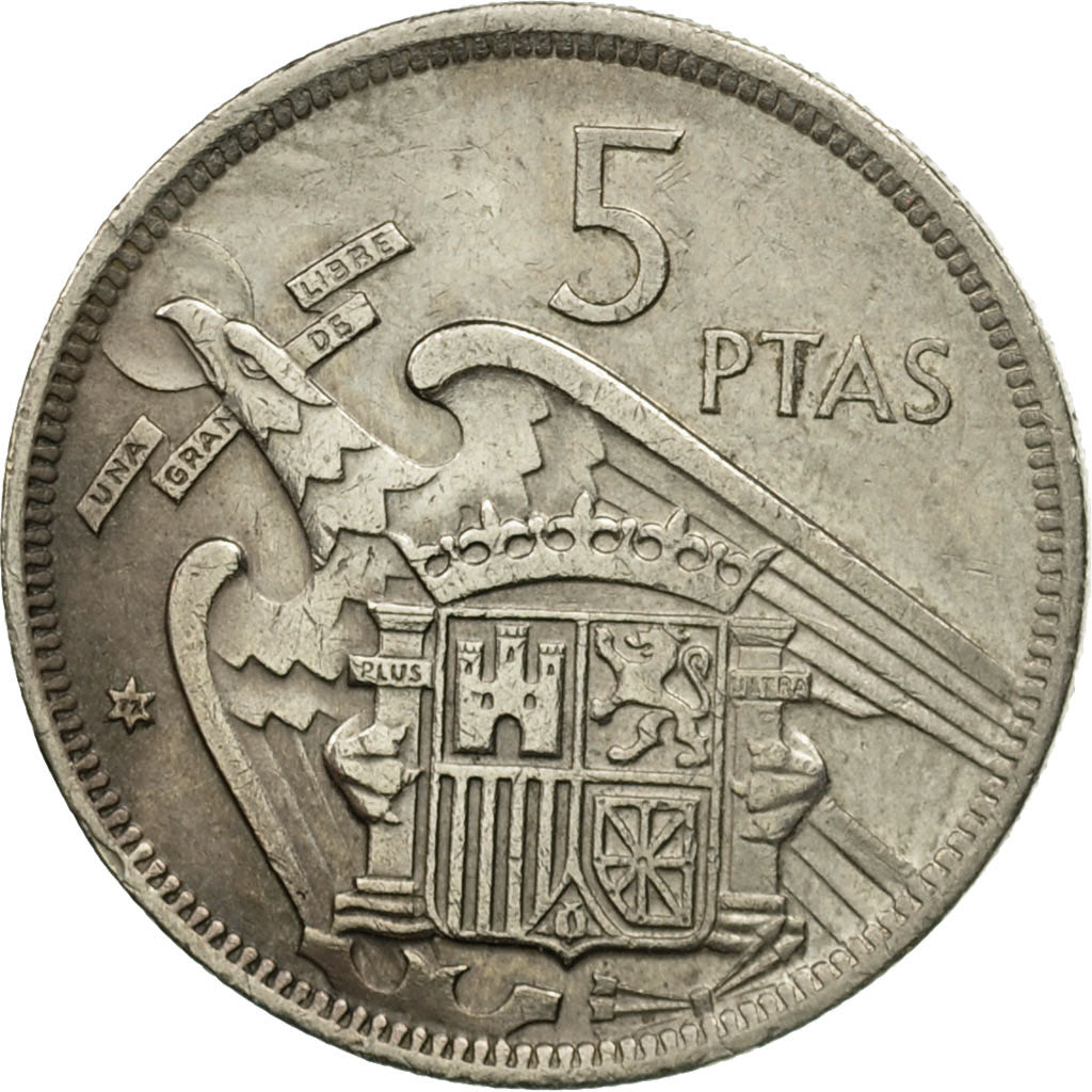 Moneta, Hiszpania, Caudillo and regent, 5 Pesetas, 1972, VF(20-25)