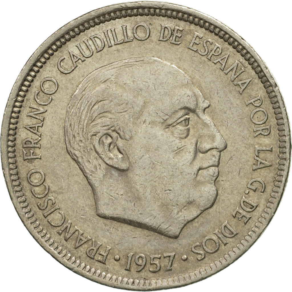 Coin, Spain, Caudillo and regent, 5 Pesetas, 1975, VF(30-35), Copper-nickel