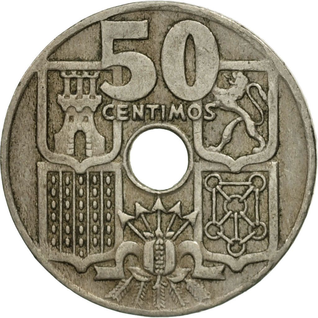 Moneta, Spagna, Caudillo and regent, 50 Centimos, 1949, MB+, Rame-nichel, KM:776