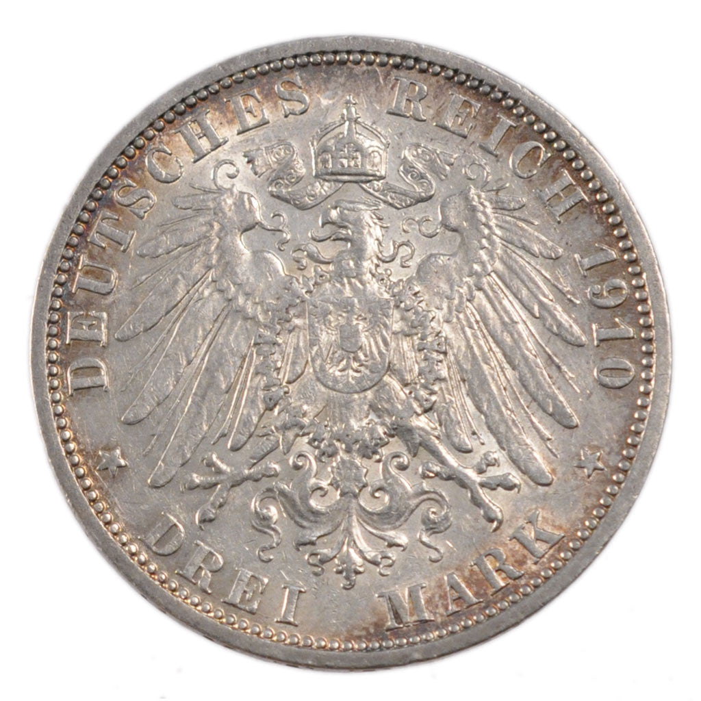 Coin, German States, PRUSSIA, Wilhelm II, 3 Mark, 1910, Berlin, AU(50-53)