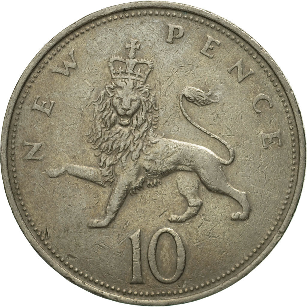 Moneda, Gran Bretaña, Elizabeth II, 10 New Pence, 1971, BC+, Cobre - níquel