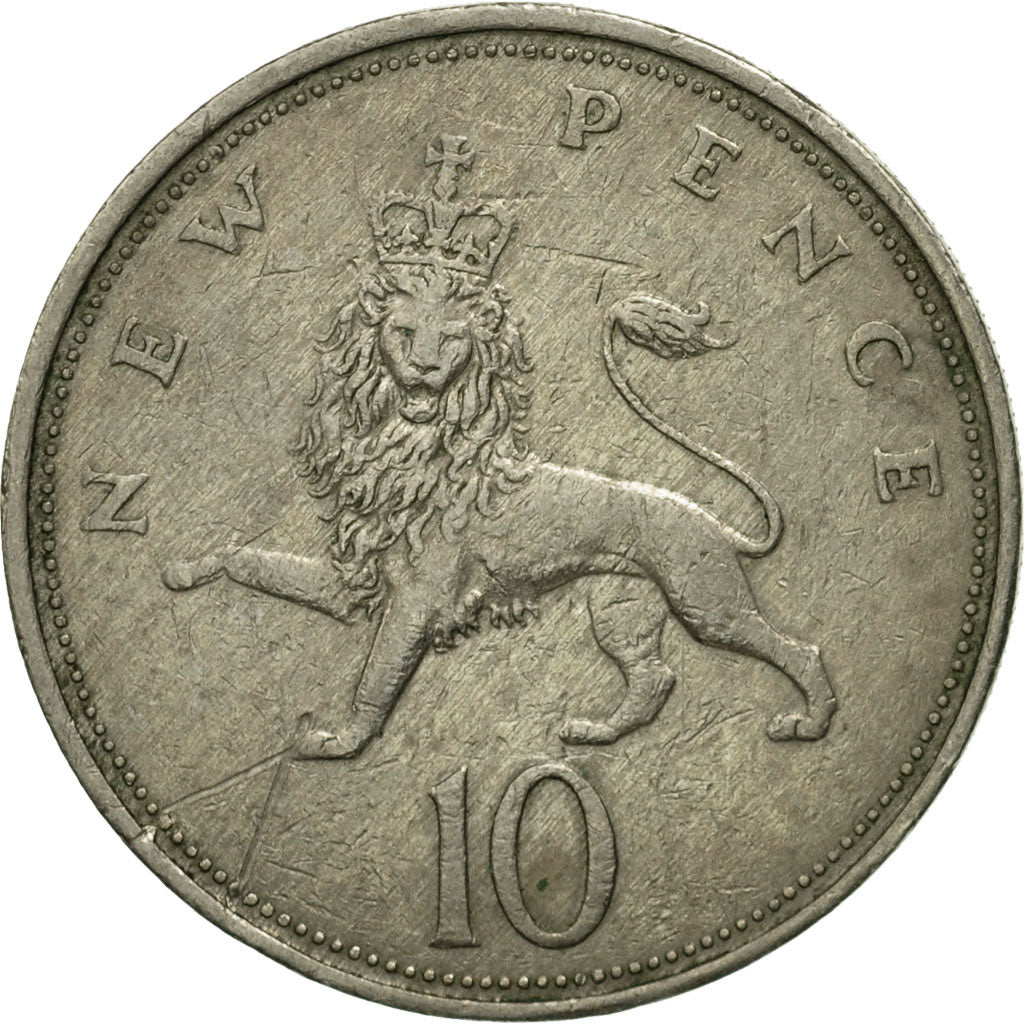 Moneda, Gran Bretaña, Elizabeth II, 10 New Pence, 1968, BC+, Cobre - níquel