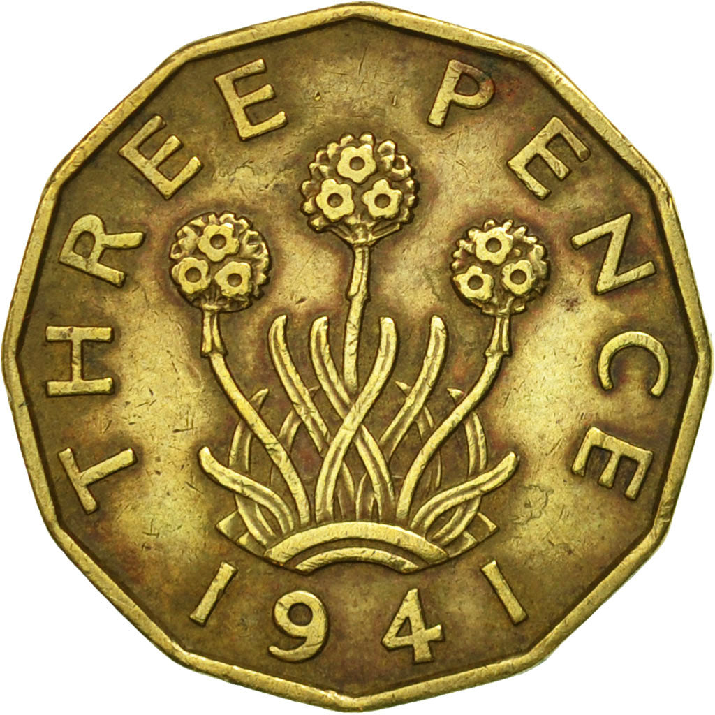 Coin, Great Britain, George VI, 3 Pence, 1941, VF(30-35), Nickel-brass, KM:849