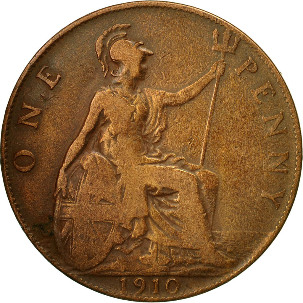 Münze, Großbritannien, Edward VII, Penny, 1910, S+, Bronze, KM:794.2