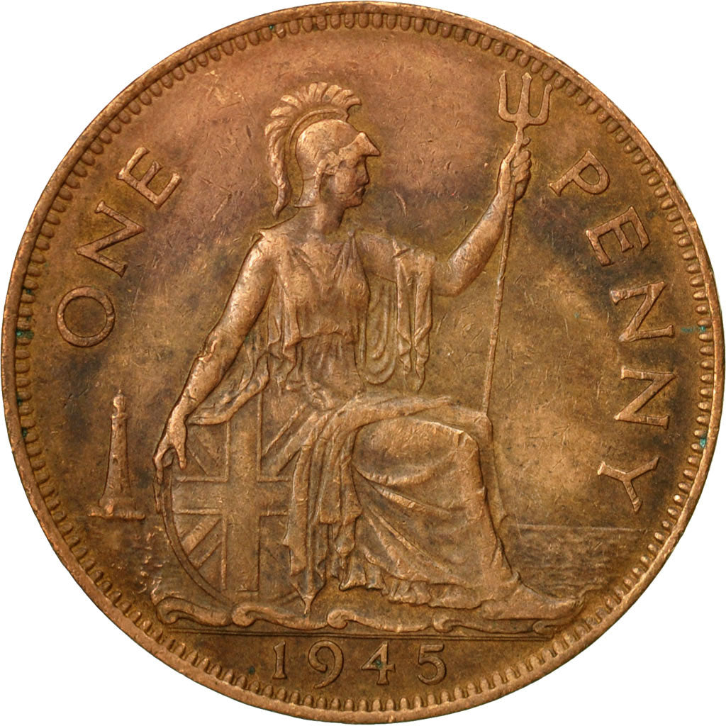 Münze, Großbritannien, George VI, Penny, 1945, S+, Bronze, KM:845