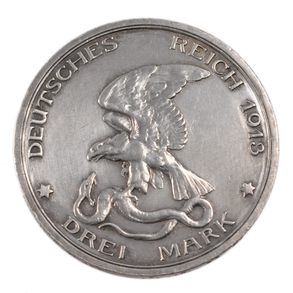 German States, 3 Mark, 1913, Berlin, KM #534, AU(55-58), Silver, 33, 16.60