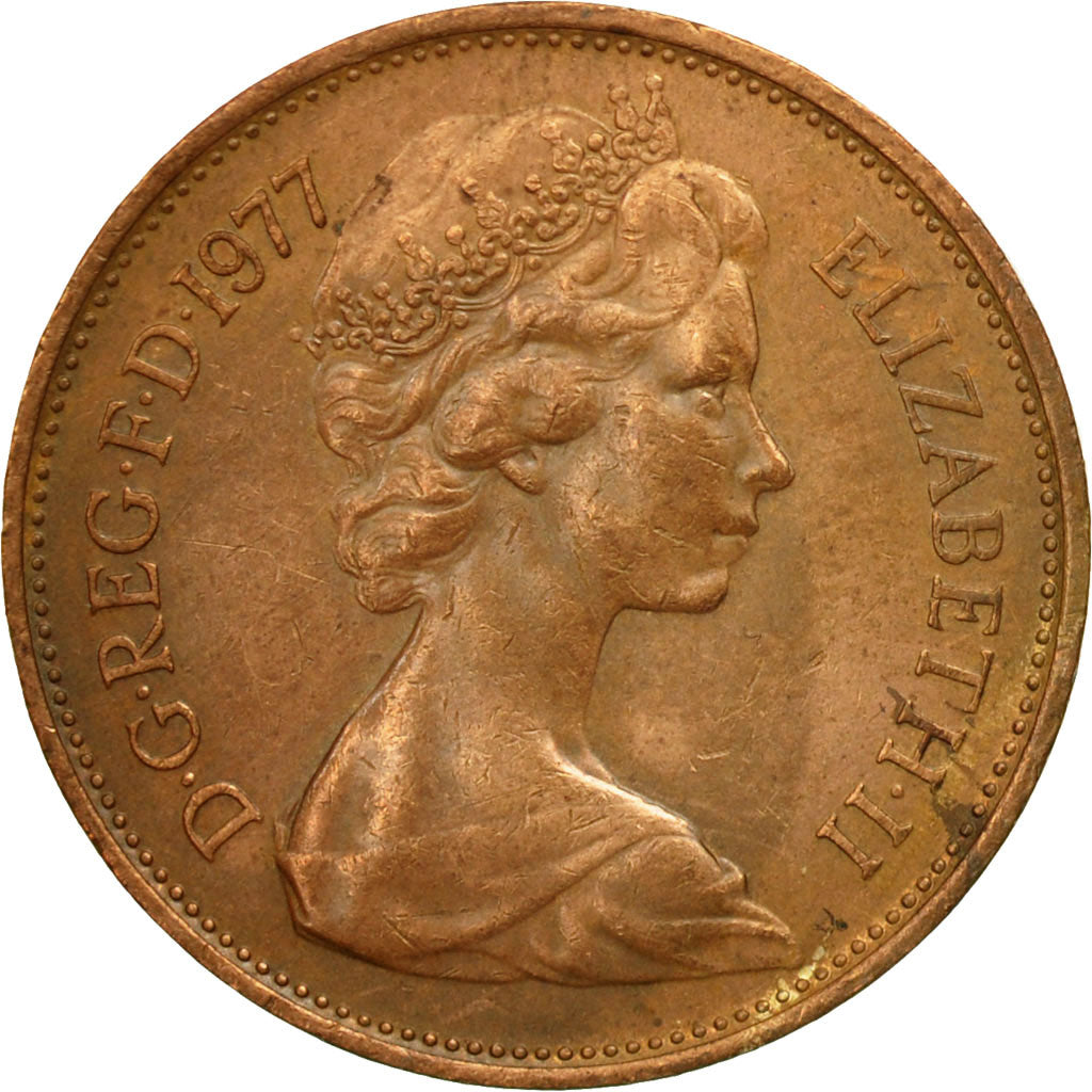 Coin, Great Britain, Elizabeth II, 2 New Pence, 1977, VF(30-35), Bronze, KM:916