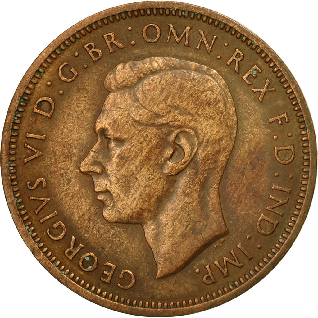 Moneda, Gran Bretaña, George VI, 1/2 Penny, 1938, BC+, Bronce, KM:844