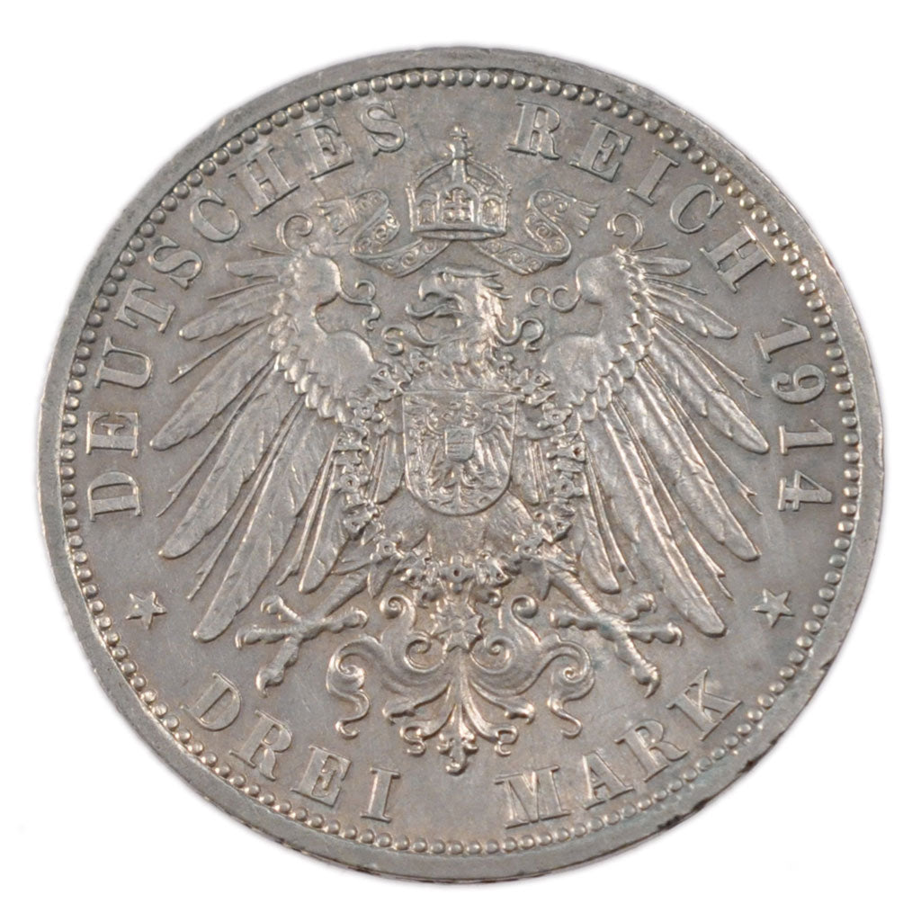 Coin, German States, PRUSSIA, Wilhelm II, 3 Mark, 1914, Berlin, AU(50-53)