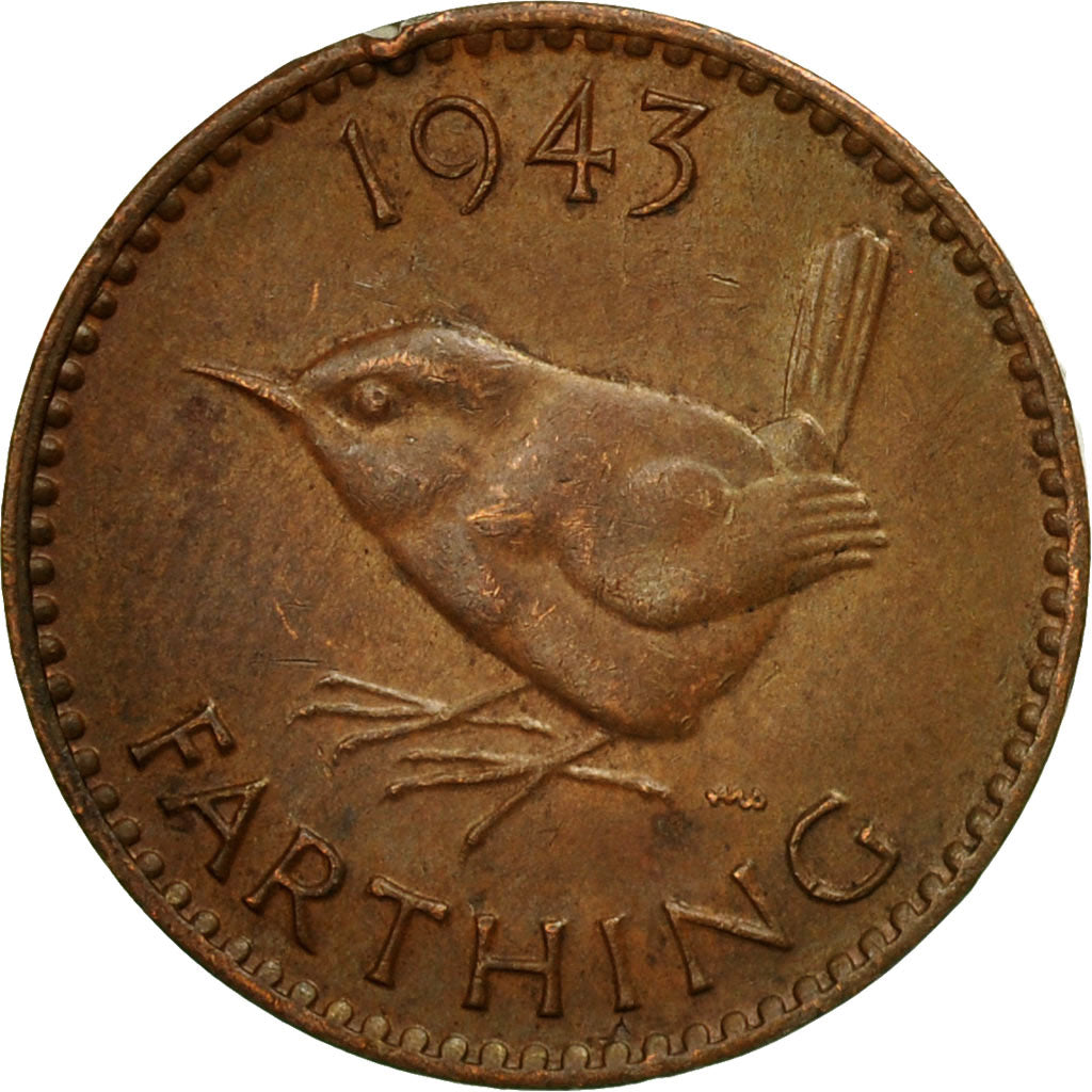 Coin, Great Britain, George VI, Farthing, 1943, VF(30-35), Bronze, KM:843
