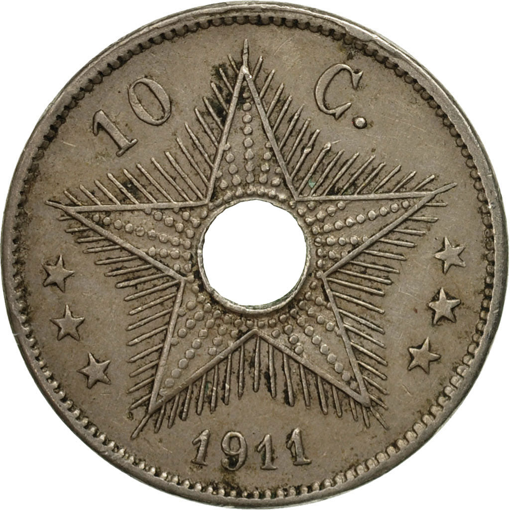 Monnaie, Congo belge, 10 Centimes, 1911, Heaton, TB, Copper-nickel, KM:18