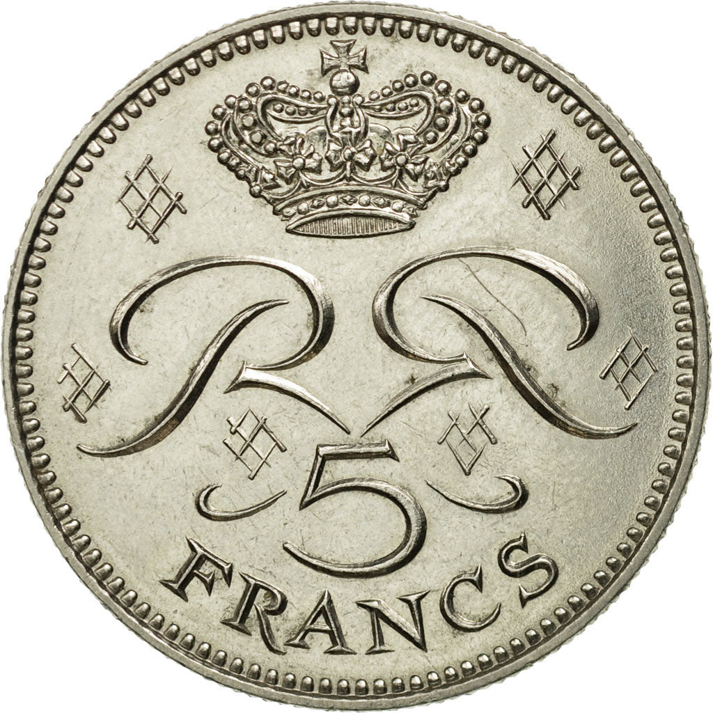 Moneda, Mónaco, Rainier III, 5 Francs, 1971, MBC+, Cobre - níquel, KM:150