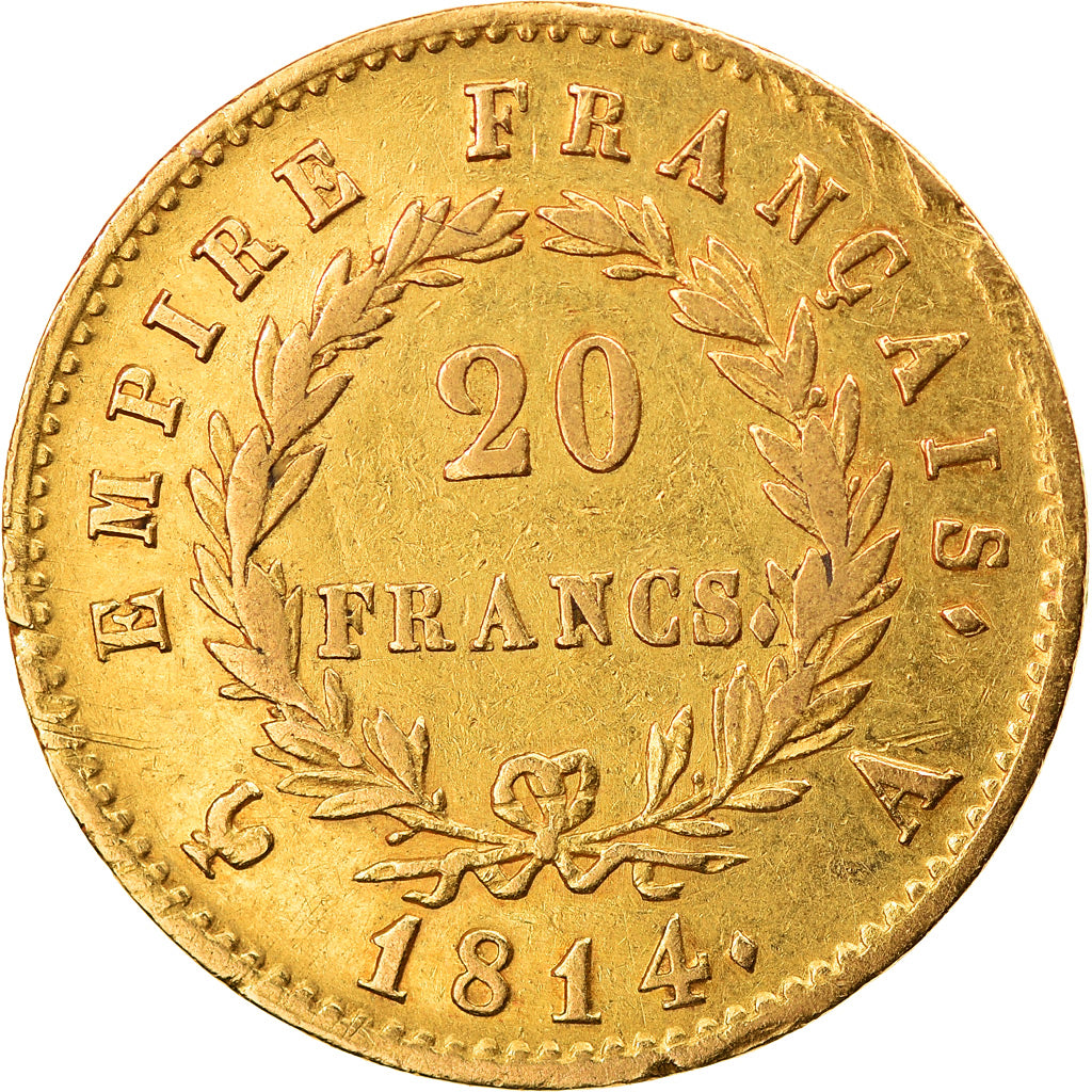 Moneta, Francja, Napoléon I, 20 Francs, 1814, Paris, EF(40-45), Złoto
