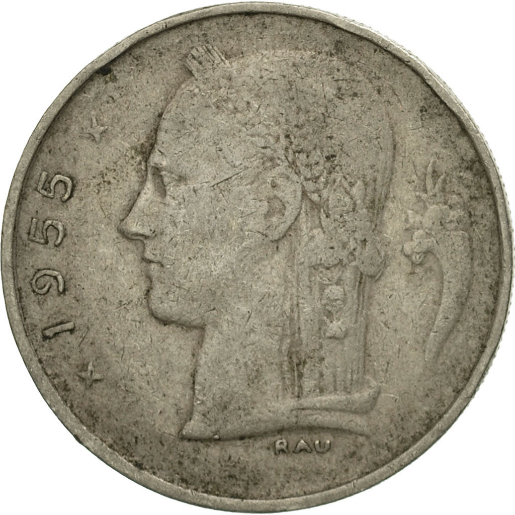 Münze, Belgien, Franc, 1955, S, Copper-nickel, KM:143.1