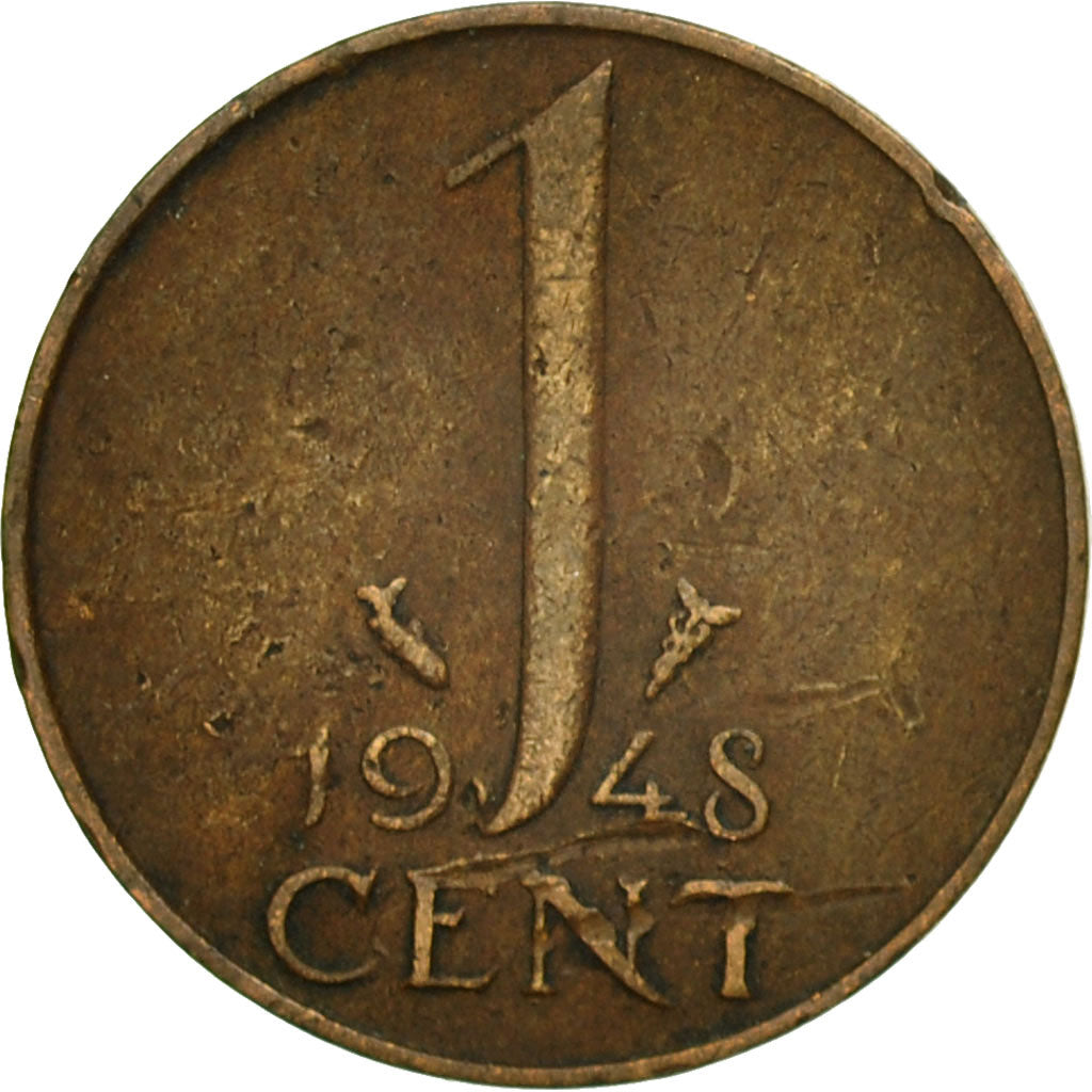Moneta, Paesi Bassi, Wilhelmina I, Cent, 1948, MB, Bronzo, KM:175