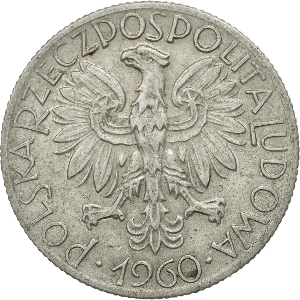 Coin, Poland, 5 Zlotych, 1960, Warsaw, VF(30-35), Aluminum, KM:47