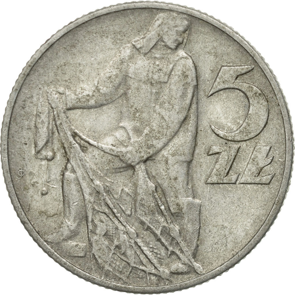 Coin, Poland, 5 Zlotych, 1960, Warsaw, VF(30-35), Aluminum, KM:47