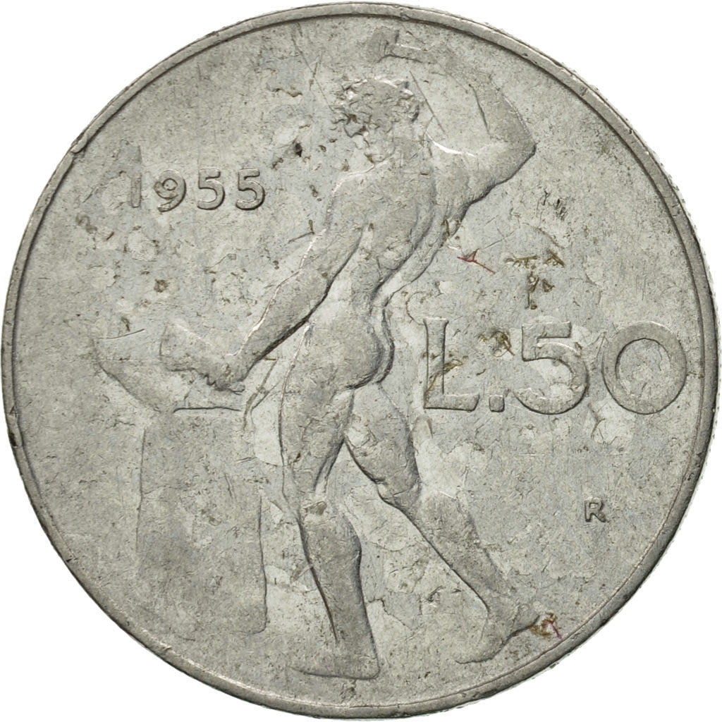 Münze, Italien, 50 Lire, 1955, Rome, S, Stainless Steel, KM:95.1