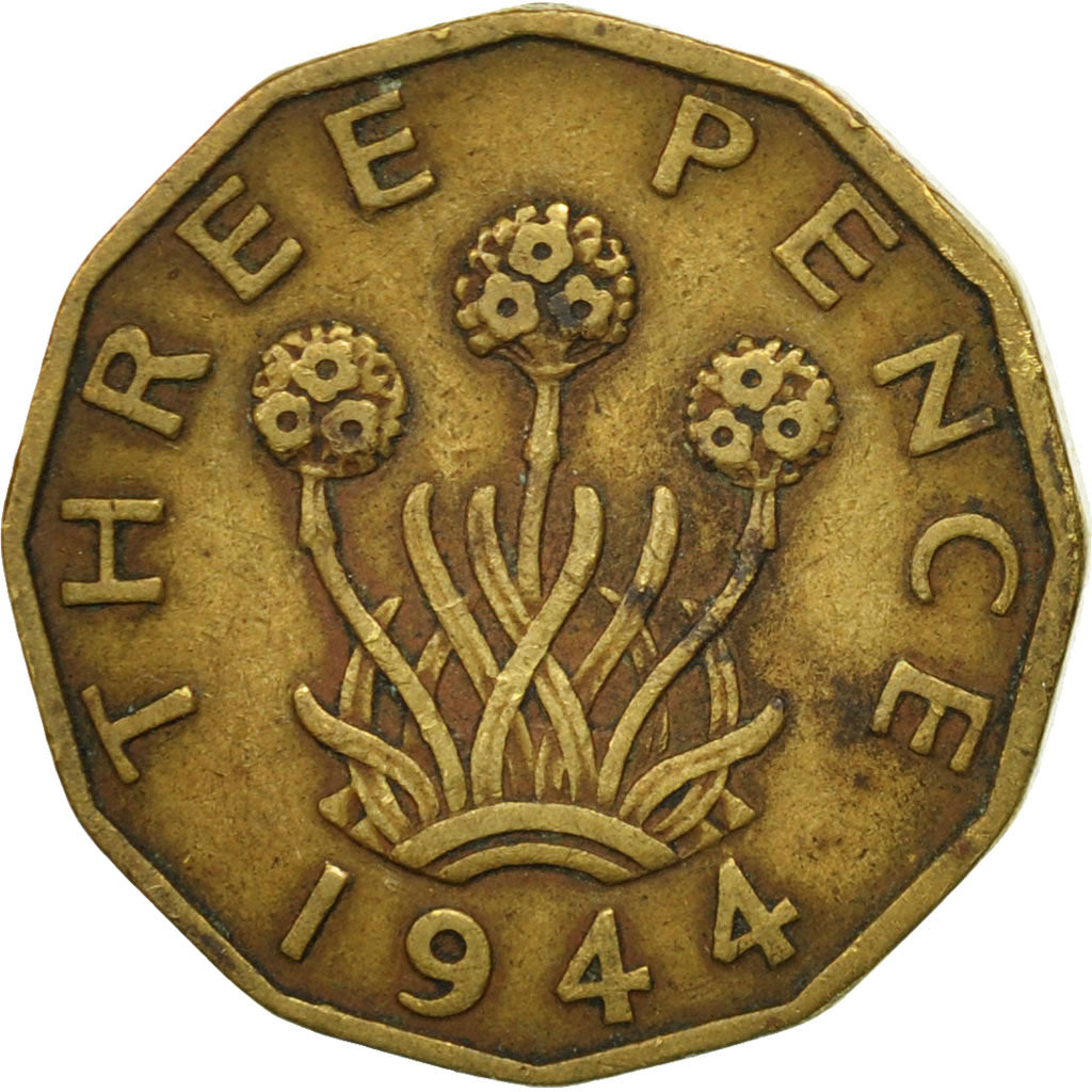 Moneta, Gran Bretagna, George VI, 3 Pence, 1944, MB+, Nichel-ottone, KM:849