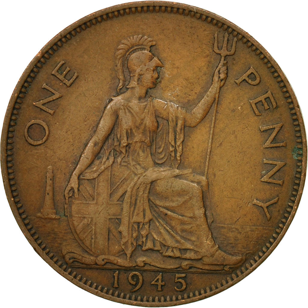 Coin, Great Britain, George VI, Penny, 1945, VF(20-25), Bronze, KM:845