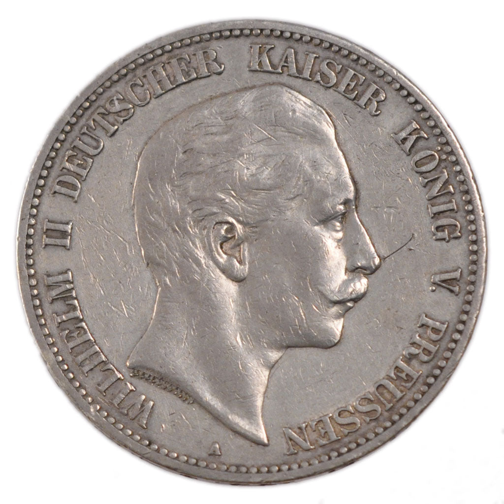 German States, 5 Mark, 1907, Berlin, KM #523, VF(30-35), Silver, 38, 27.70