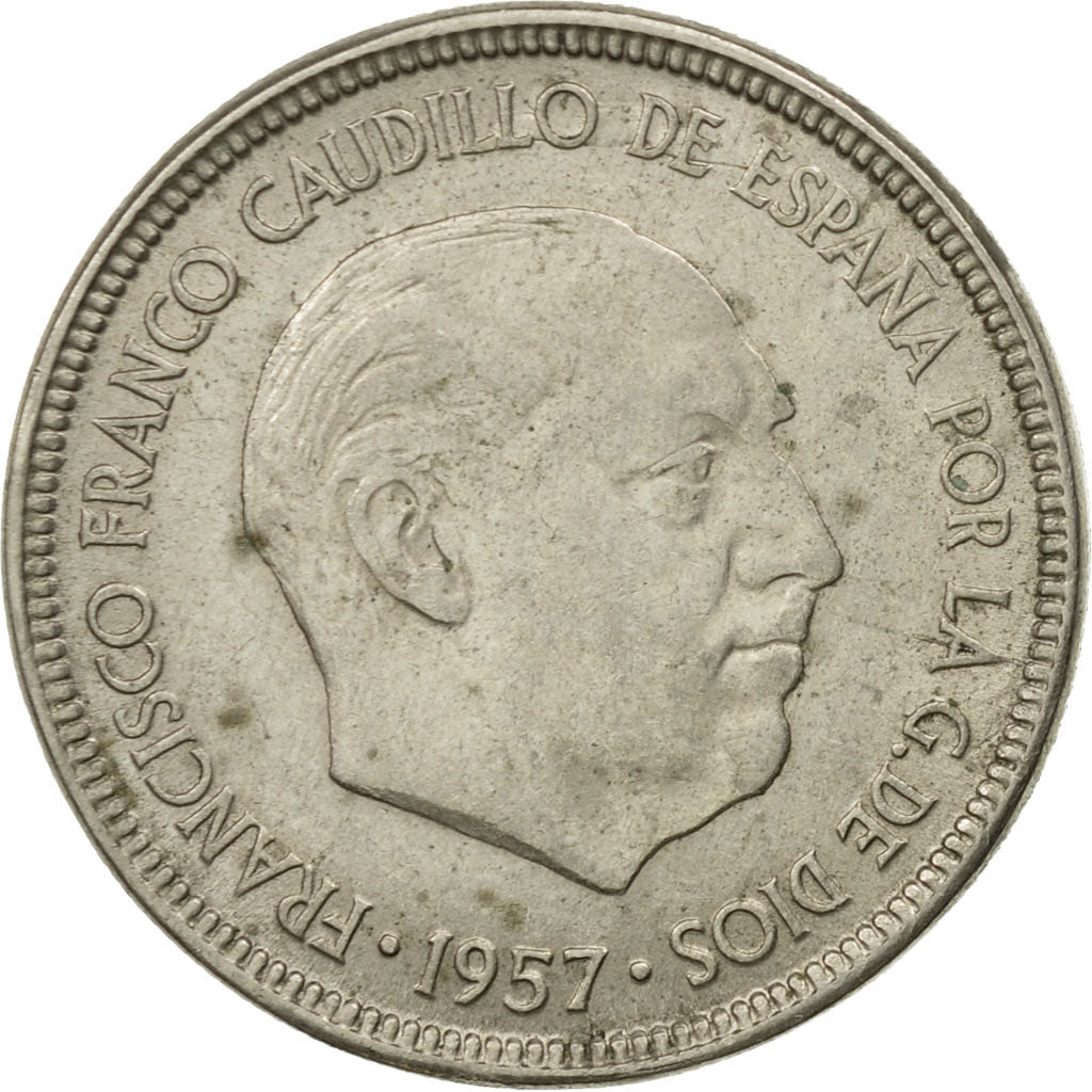 Moneta, Spagna, Caudillo and regent, 5 Pesetas, 1965, MB+, Rame-nichel, KM:786