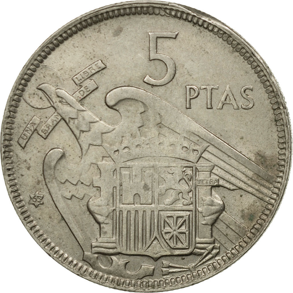 Moneta, Spagna, Caudillo and regent, 5 Pesetas, 1965, MB+, Rame-nichel, KM:786