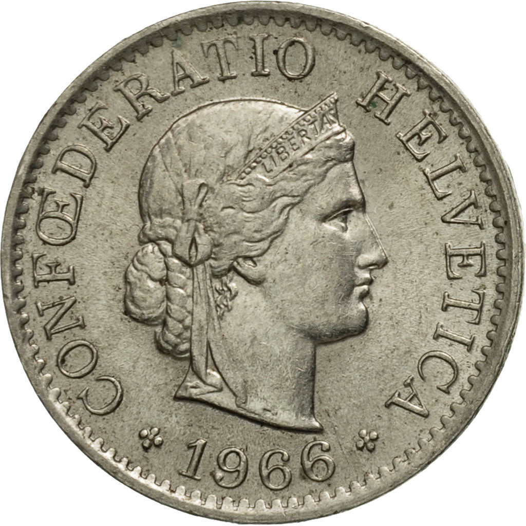 Coin, Switzerland, 5 Rappen, 1966, Bern, EF(40-45), Copper-nickel, KM:26