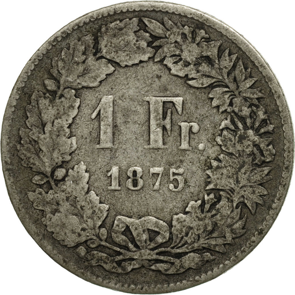 Moneta, Svizzera, Franc, 1875, Bern, MB+, Argento, KM:24