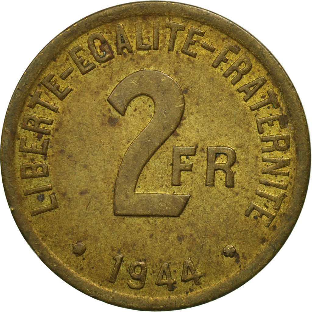Moneta, Francia, France Libre, 2 Francs, 1944, Philadelphia, MB+, Ottone