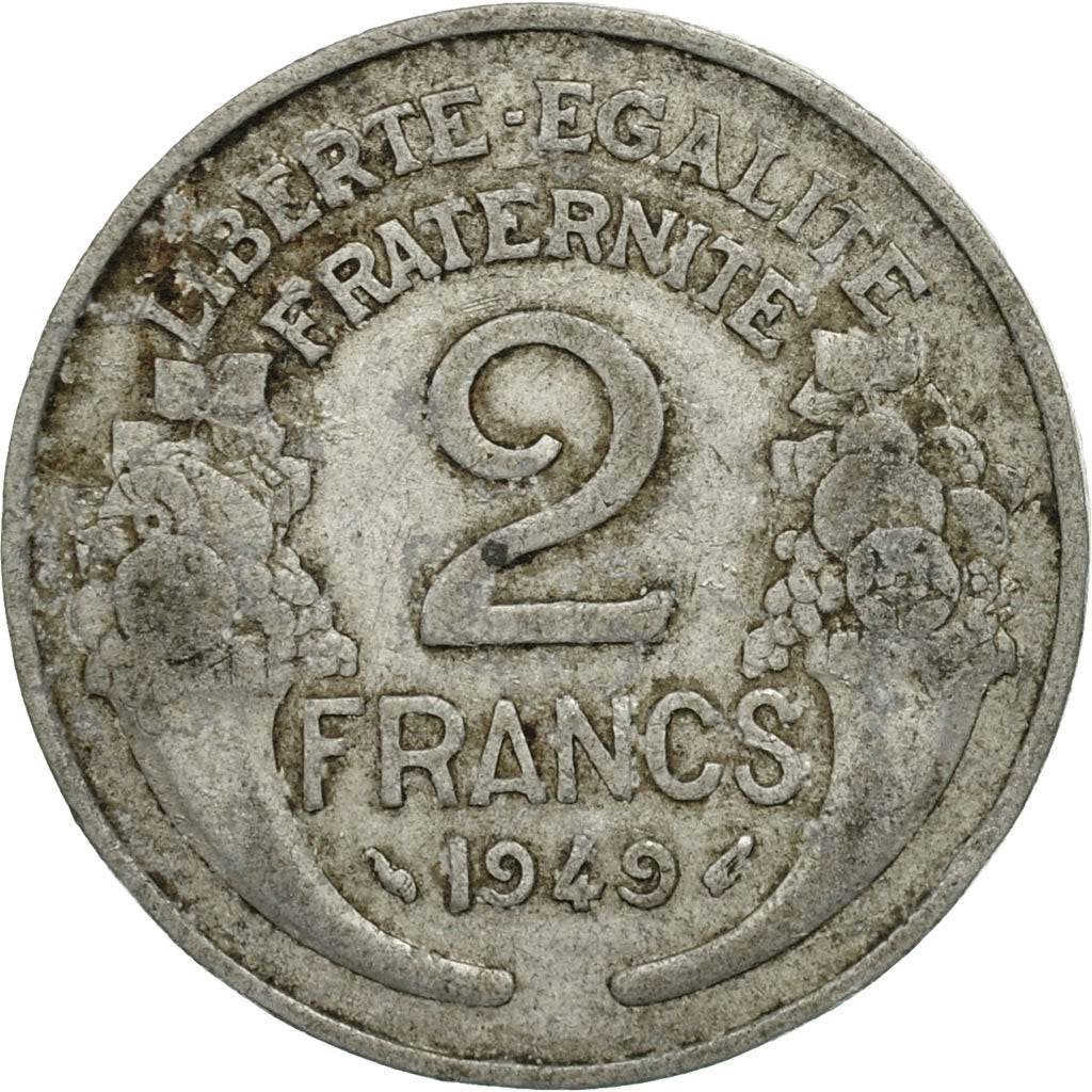Munten, Frankrijk, Morlon, 2 Francs, 1949, Paris, FR, Aluminium, KM:886a.1