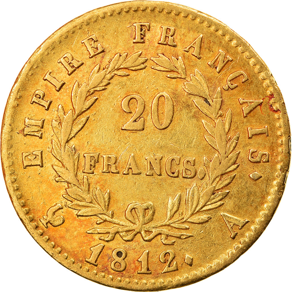 Münze, Frankreich, Napoléon I, 20 Francs, 1812, Paris, SS+, Gold, KM:695.1