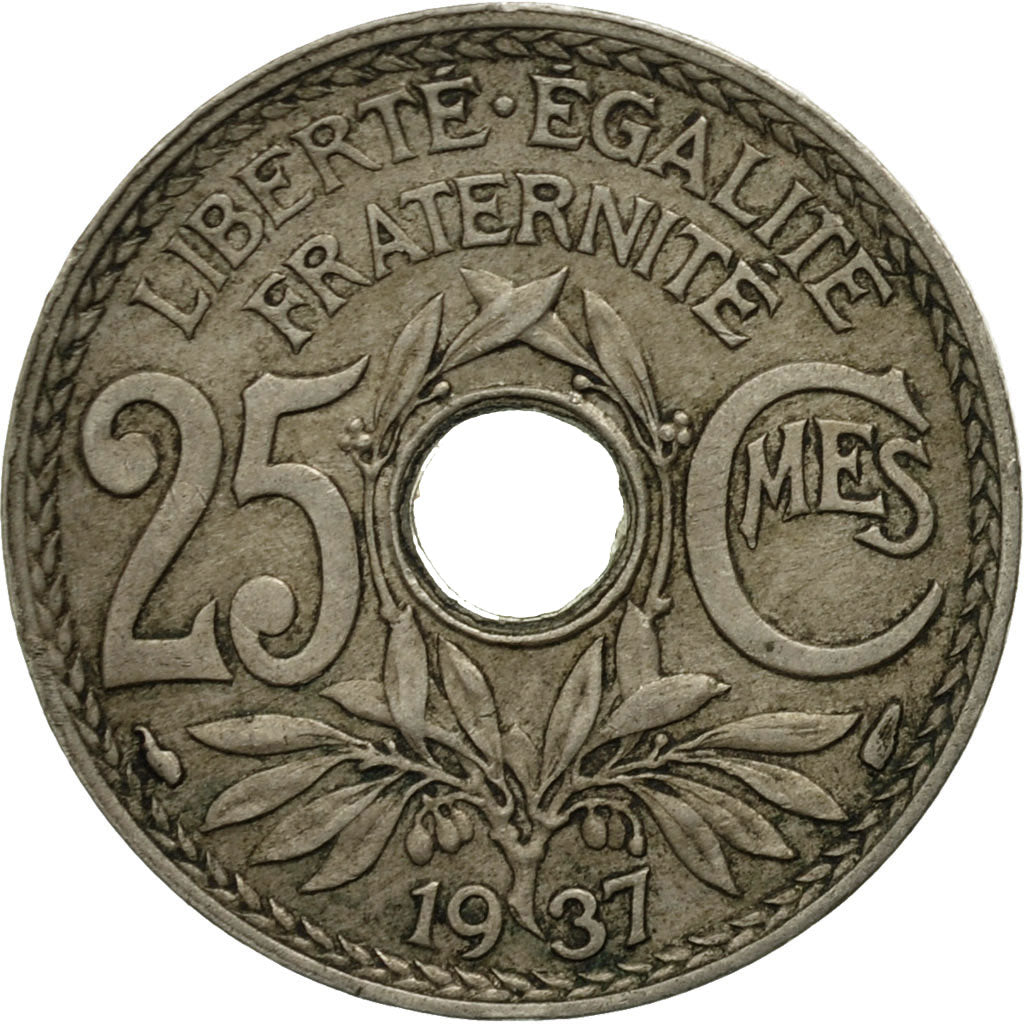 Monnaie, France, Lindauer, 25 Centimes, 1937, TB+, Copper-nickel, Gadoury:380