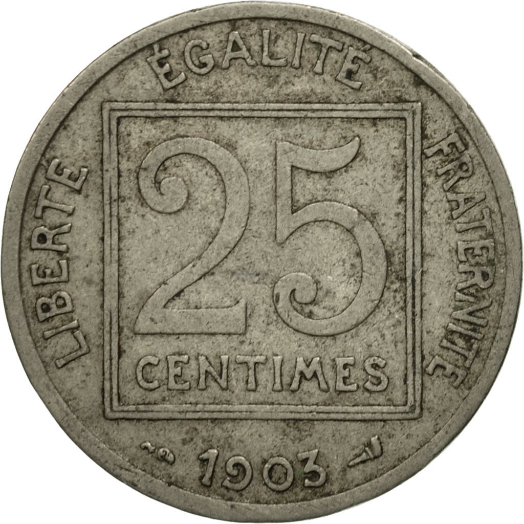 Munten, Frankrijk, Patey, 25 Centimes, 1903, Paris, FR, Nickel, KM:855