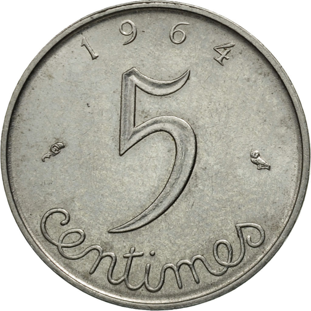 Munten, Frankrijk, Épi, 5 Centimes, 1964, Paris, ZF, Stainless Steel, KM:927
