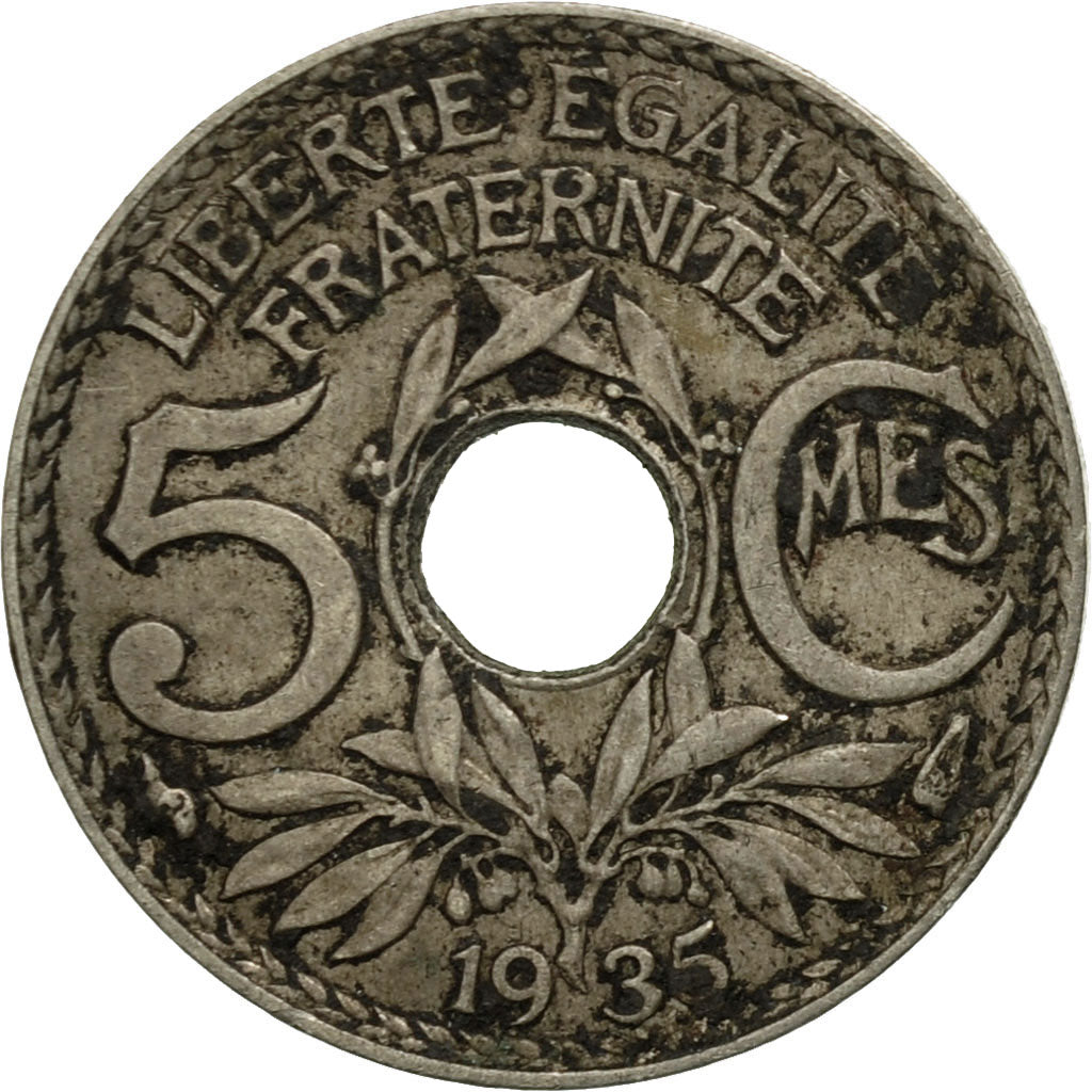 Munten, Frankrijk, Lindauer, 5 Centimes, 1935, Paris, FR, Copper-nickel, KM:875