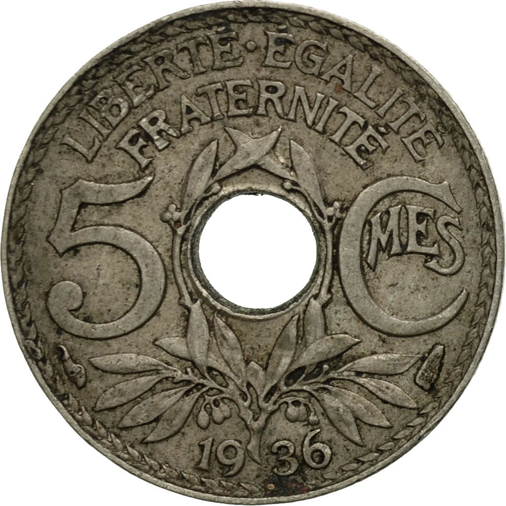 Munten, Frankrijk, Lindauer, 5 Centimes, 1936, Paris, FR+, Copper-nickel