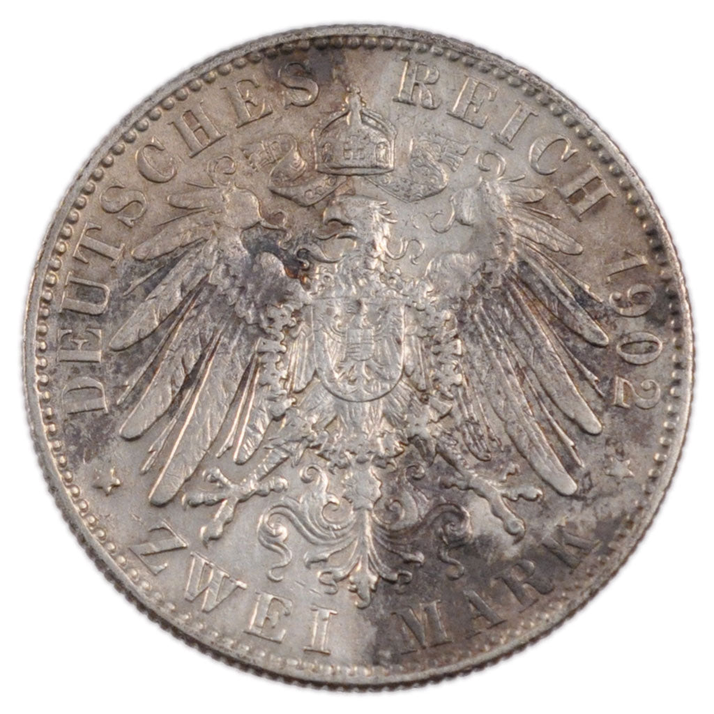 GERMAN STATES, 2 Mark, 1902, Muldenhutten, KM #1255, EF(40-45), Silver, 28,...