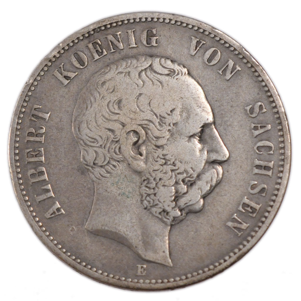 GERMAN STATES, 5 Mark, 1875, Dresde, KM #1237, VF(30-35), Silver, 27.30