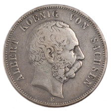 GERMAN STATES, 5 Mark, 1875, Dresde, KM #1237, VF(30-35), Silver, 27.30