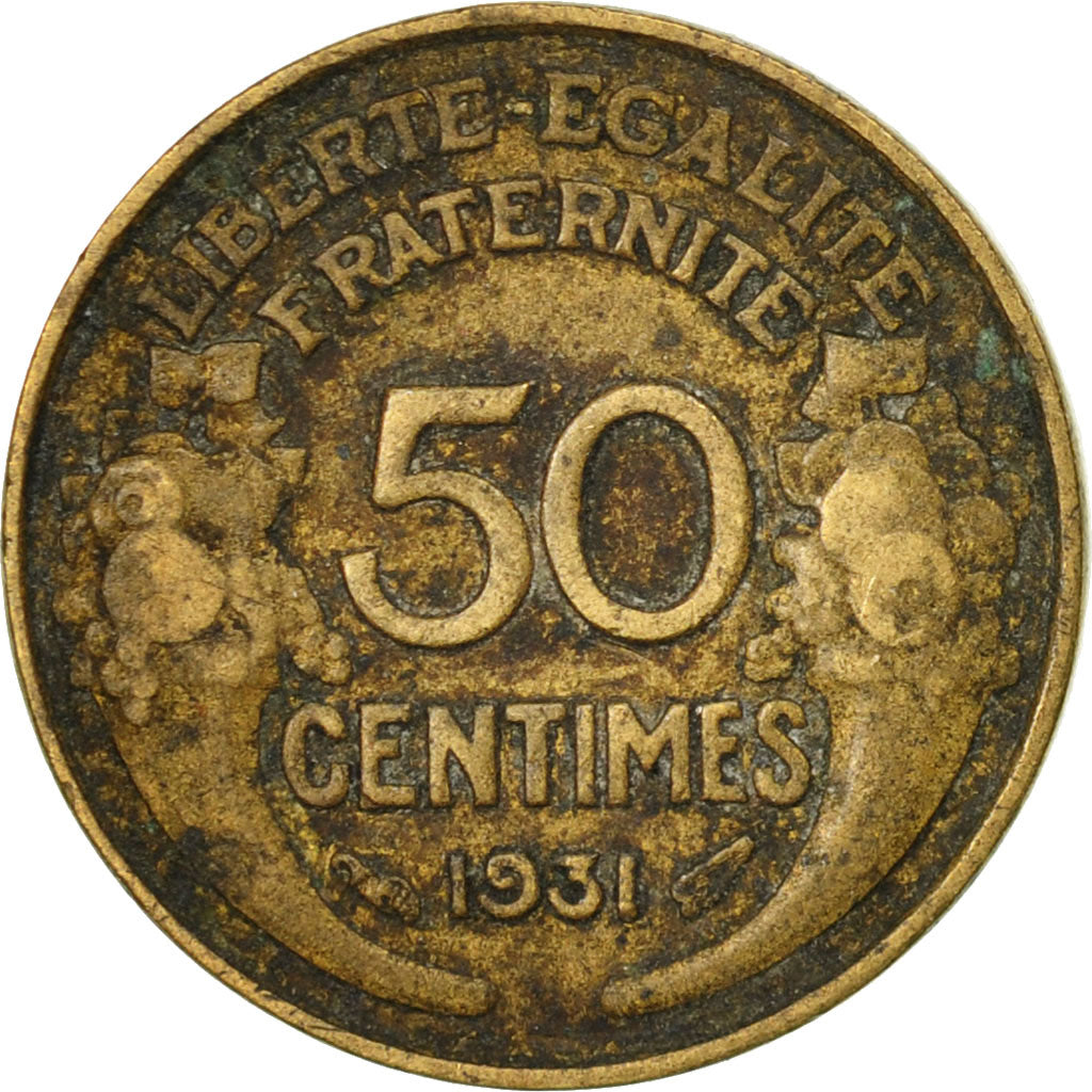 Munten, Frankrijk, Morlon, 50 Centimes, 1931, Paris, FR, Aluminum-Bronze