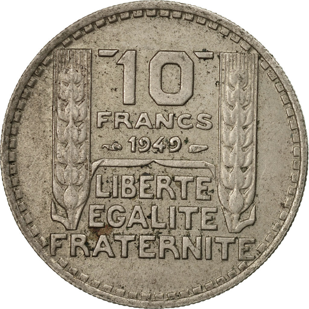 Moneda, Francia, Turin, 10 Francs, 1949, Paris, BC+, Cobre - níquel, KM:909.1