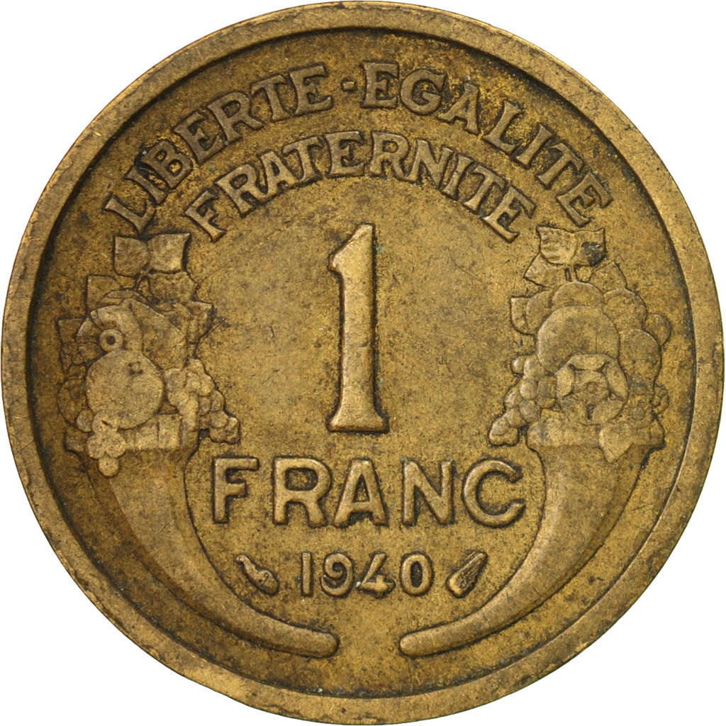 Moneda, Francia, Morlon, Franc, 1940, Paris, BC+, Aluminio - bronce, KM:885