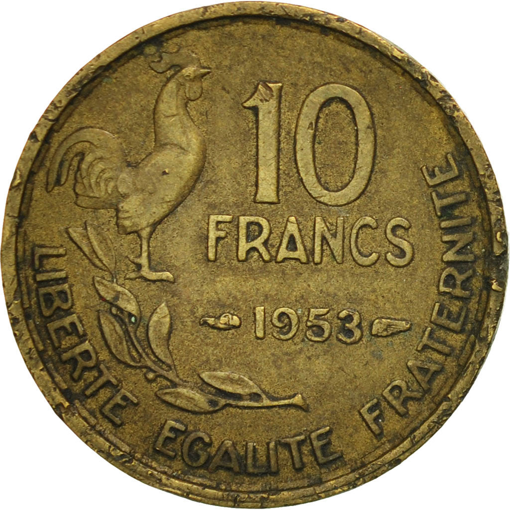 Munten, Frankrijk, Guiraud, 10 Francs, 1953, Paris, FR+, Aluminum-Bronze