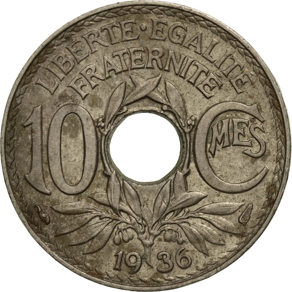 Moneta, Francia, Lindauer, 10 Centimes, 1936, Paris, MB+, Rame-nichel, KM:866a