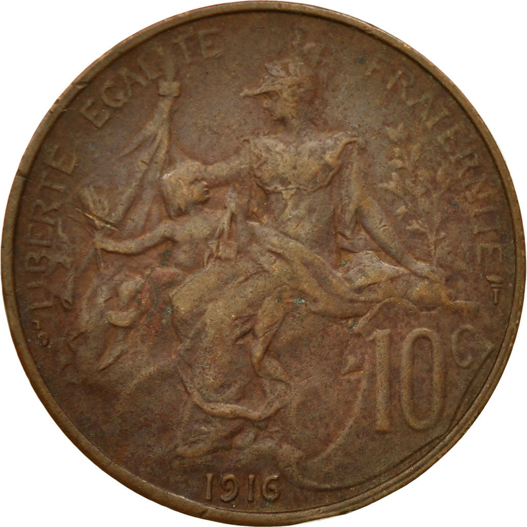 Münze, Frankreich, Dupuis, 10 Centimes, 1916, Paris, S+, Bronze, KM:843
