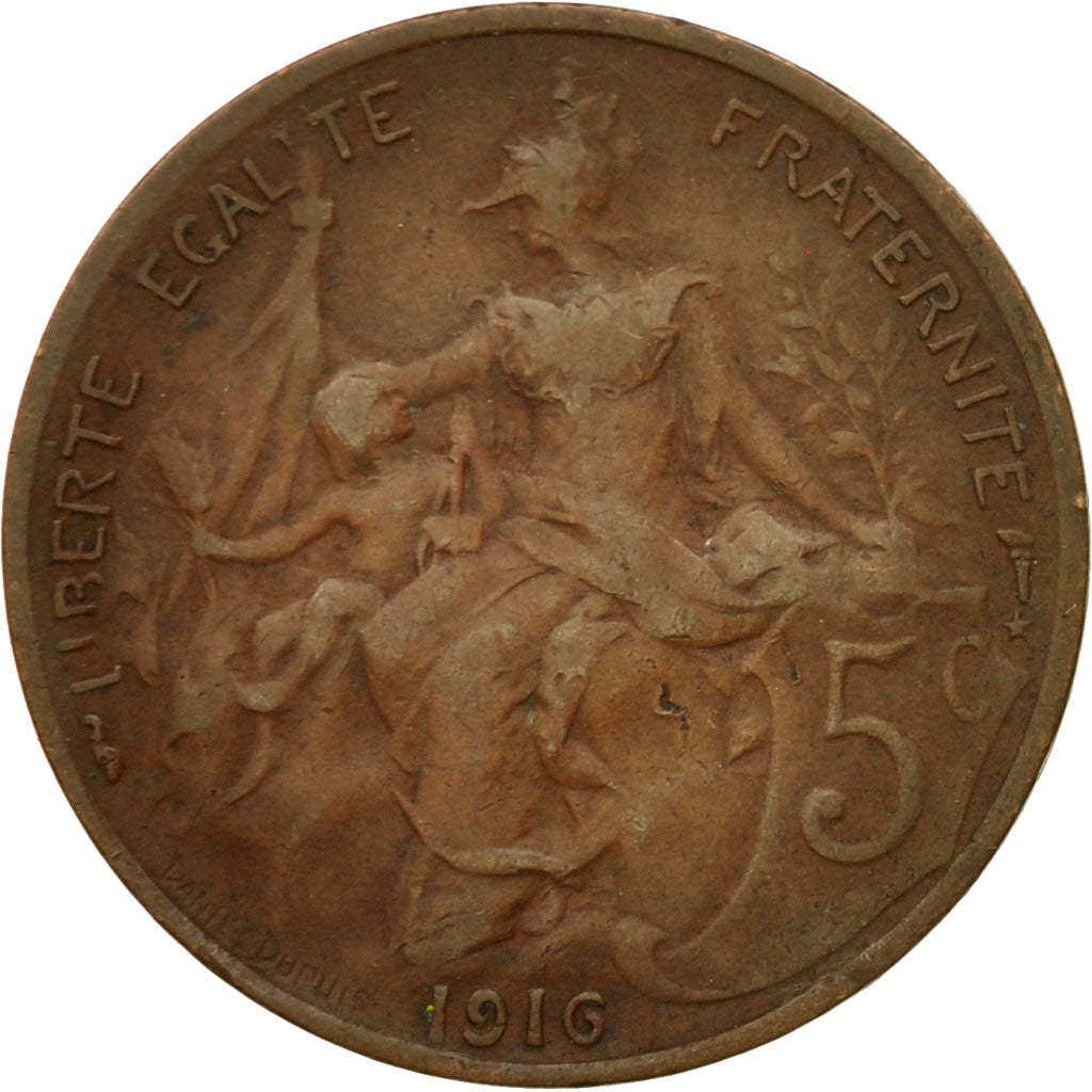 Monnaie, France, Dupuis, 5 Centimes, 1916, Paris, TB+, Bronze, Gadoury:165